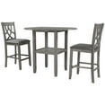 thumbnail image 4 of Drop Leaf Table and Chairs Set, 3-Piece Wooden Counter Height Dining Set with 2 Chairs, Kitchen Breakfast Table Set for Small Places, Gray, D8313, 4 of 10
