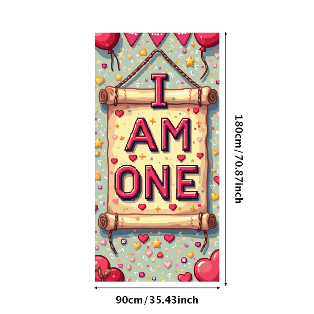 Watercolor Style Banner with Roses and Hearts I AM ONE Theme Backdrop Decorations for First Birthday Party Photography Props Party Decor Backgrounds