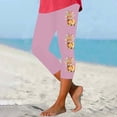 thumbnail image 2 of qelini Easter Leggings for Women Plus Size Cropped Pants Elastic Waist Bunny and Egg Print Ankle Pants Capris, 2 of 5