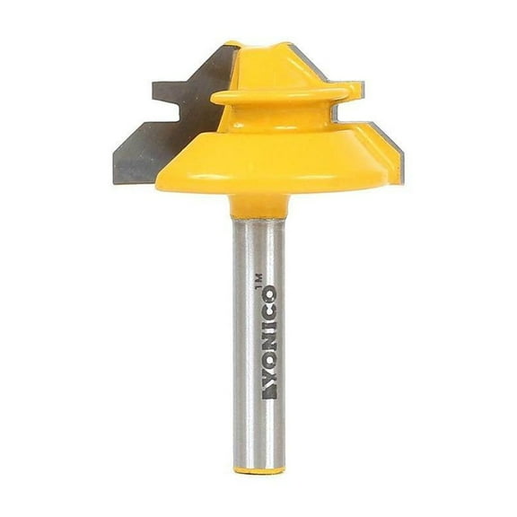 Yonico Small Lock Miter Router Bit, 45°-1/2" Stock, 1/4" Shank, 15129q