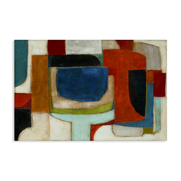 Stupell Industries Geometric Cubist Abstraction Abstract Painting Wrapped Canvas Art Print Wall Art, 24 x 16