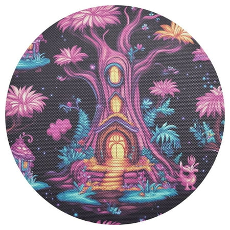 

Fantasy Treehouse 4-Piece 15.4in Heat-Proof PVC Plate Mats Easy Cut and Clean for Family Use