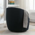 thumbnail image 4 of PORKISS Swivel Accent Chair, Armchair with Teddy Fabric, Barrel Chair with Black Powder Coating Metal Ring for Living Room, Bedroom, Dark Blue, 4 of 9