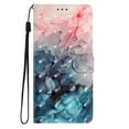 thumbnail image 2 of for Samsung Galaxy S22 PU Leather Flip Case, Stylish Wrist Strap Kickstand Magnetic Card Slots Pattern Shockproof Protective Durable Portable Ultra Slim Case for Men Women - Pink+Blue, 2 of 7