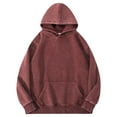 thumbnail image 2 of BiZtdJrK Distressed Hoodies Men Vintage Long Sleeve Oversized Sweatshirts Casual Lightweight Streetwear Pullover with Kangaroo Pocket, Wine, S, 2 of 9