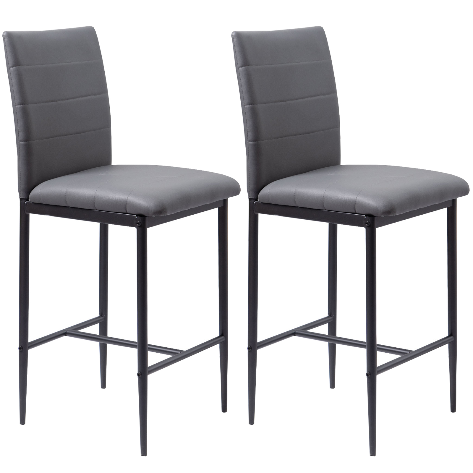 Boowill Counter Height Stools Set of 2 Modern PU Leather Bar Stools Barstools for Kitchen