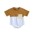 thumbnail image 1 of AherBiu Newborn Clothes Short Sleeve Crewneck Baby Onesie Rompers Summer Color Blocked Infant One-Piece, 1 of 7