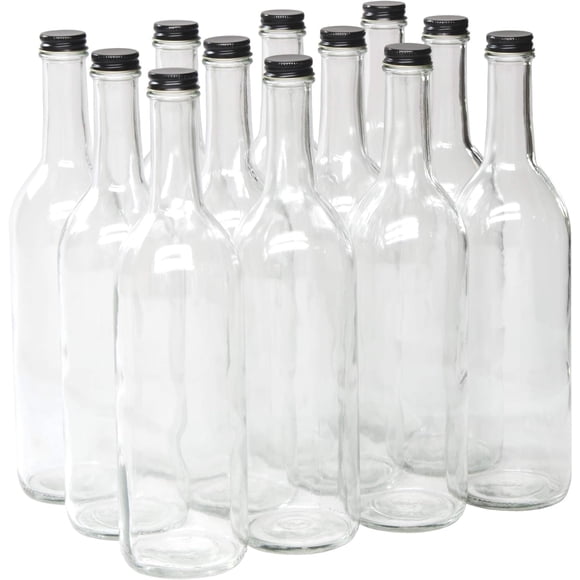 Botella de vino North Mountain Supply, 750 ml, vidrio transparente, 12 unidades