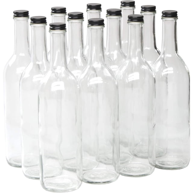 Botella de vino North Mountain Supply, 750 ml, vidrio transparente, 12 unidades