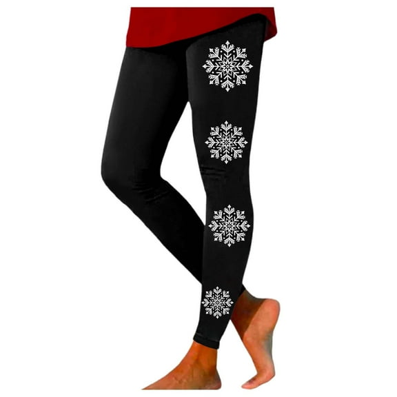 JIKNTTR Lined Leggings For Women Christmas Snowflake Print Leggings High Waist Yoga Pants Fitness Workout Tights Thermal Leggings