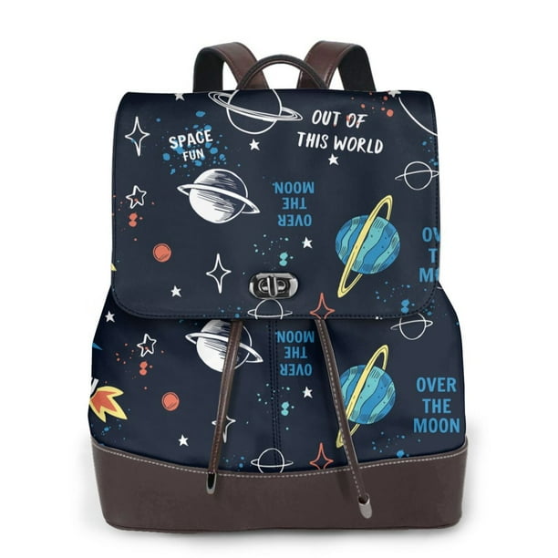 Easygdp Space Mochila de Cuero para Mujeres, Bolso de Hombro, Bolsos de Mano de Moda para Trabajo y Viajes