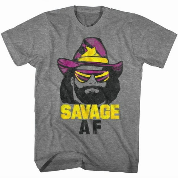 Macho Man Savage Af Graphite Heather Adult T-Shirt 5Xl