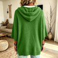 thumbnail image 4 of WULMLEO Women's Oversized Hooded Poncho Sweater 3/4 Batwing Sleeve Knitted Sweater Green M, 4 of 6