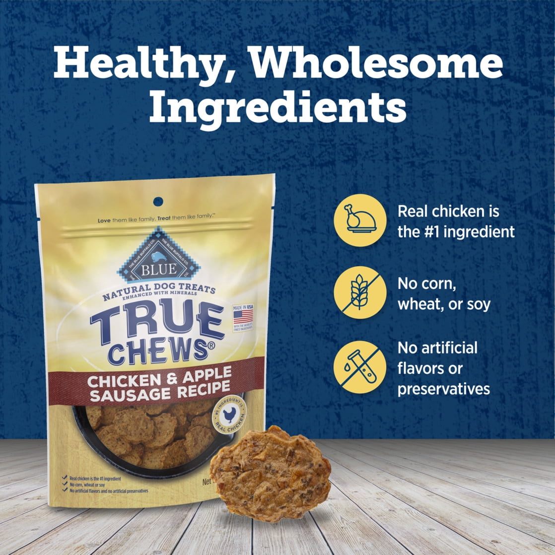 Blue Buffalo True Chews Dog Treats, Chicken and Apple Sausage Recipe, 12-oz Bag