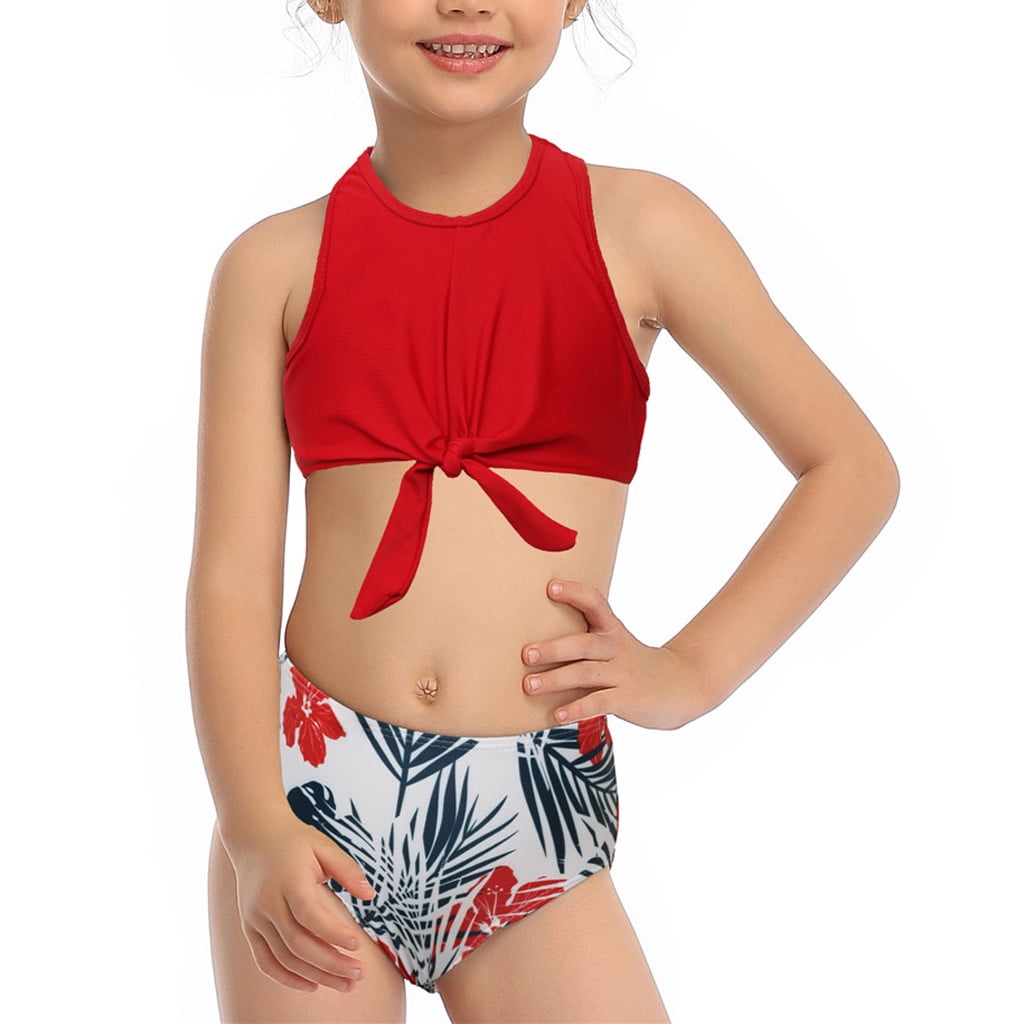 Lima Nieuwe betekenis stikstof Yubatuo Toddler Kids Girls Print Monokini Push Up Bikini Sets Swimwear Red  164 - Walmart.com
