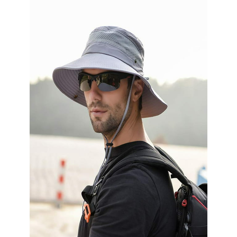 Wassery Mens Summer Sun Hat Bucket Fishing Hiking Cap Wide Brim UV  Protection Hat 