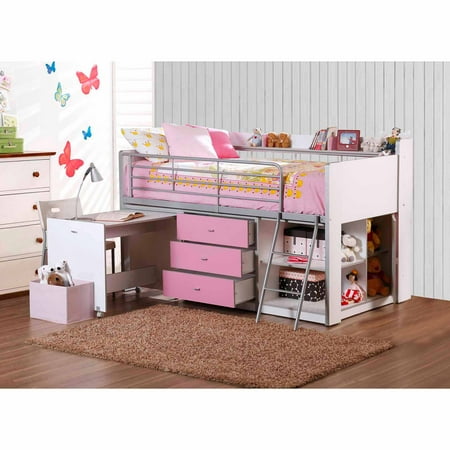 Dhi Savannah Storage Loft Bed With Desk White Pink Box 3 Of Dhi Savannah Storage Loft Bed With Desk White Pink Box 3 Of