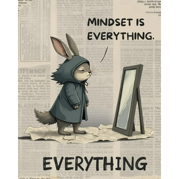 FlexiPrints - 8x10 Inches Mindset Wall Art - Minimalist Typography Print - Modern Home & Office Decor - Unframed Poster