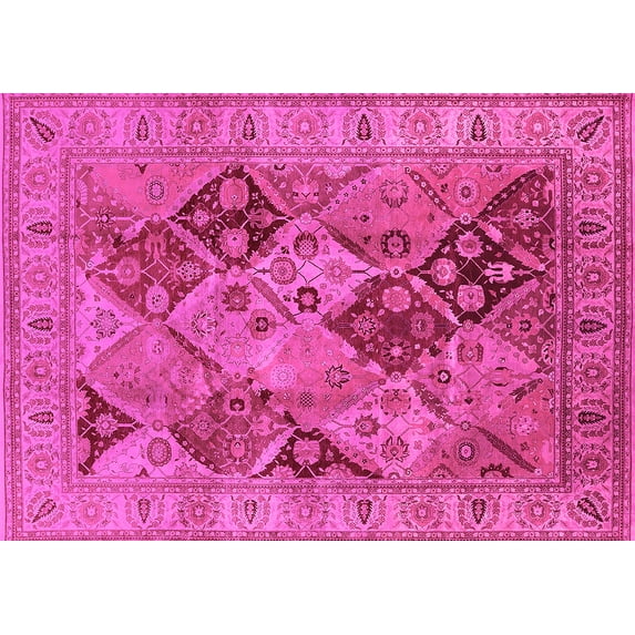 Ahgly Company Indoor Rectangle Oriental Pink Industrial Area Rugs, 3' x 5'