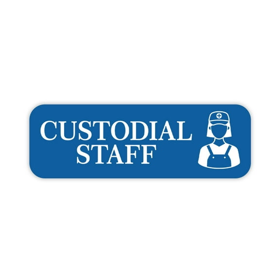 Custodial Staff 1 x 3" Blue Rounded Corner Name Badge | Medical Facilities (10 Pack)