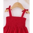 thumbnail image 6 of 6 Months Baby Girls Dress 12 Months Girls Sleeveless Dress Strawberry Solid Color Infant Girls Off-the-shoulder Summer Suspender Dress Red, 6 of 7
