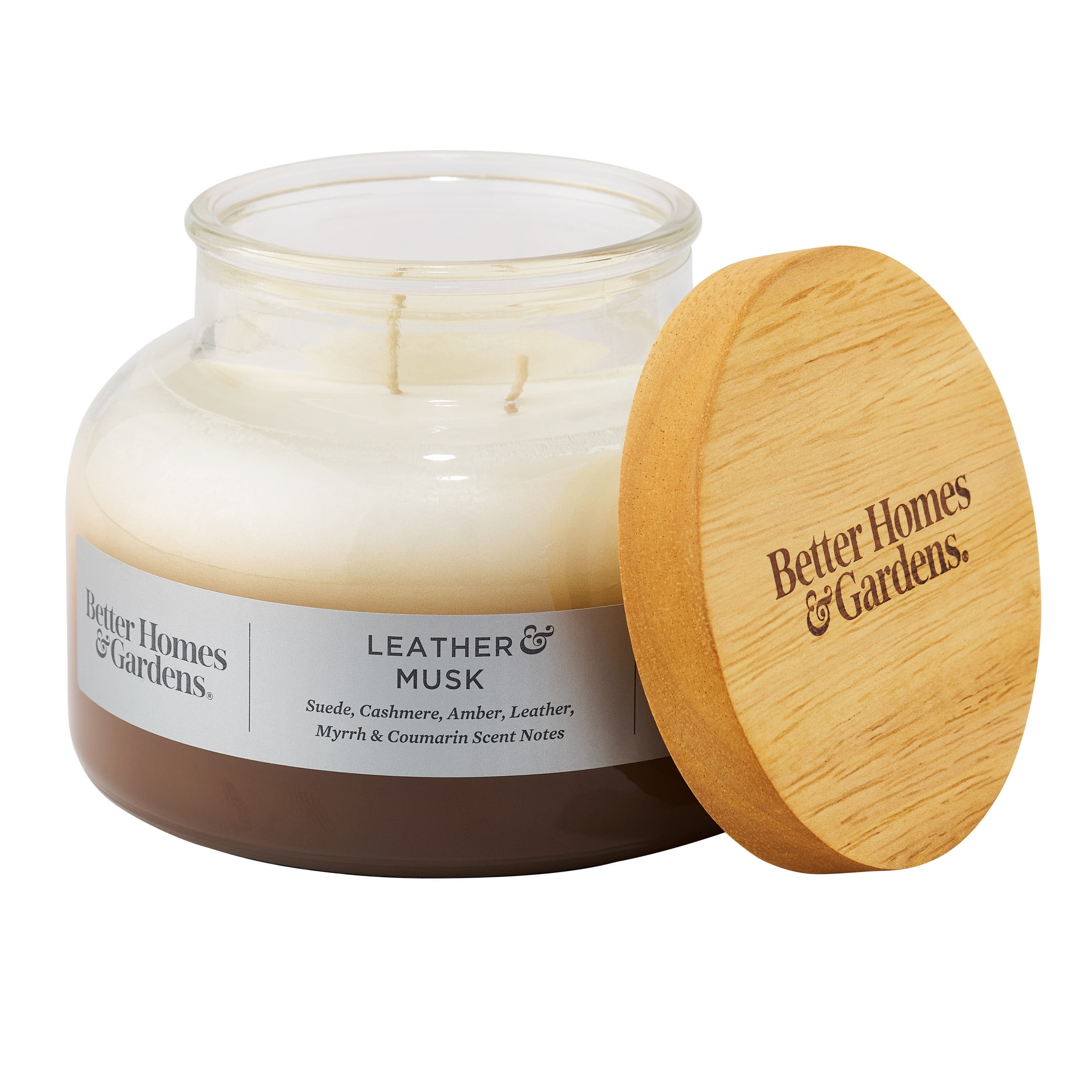 (2 pack) Better Homes & Gardens Leather & Musk Scented 2-Wick 18oz Ombre Bell Jar Candle