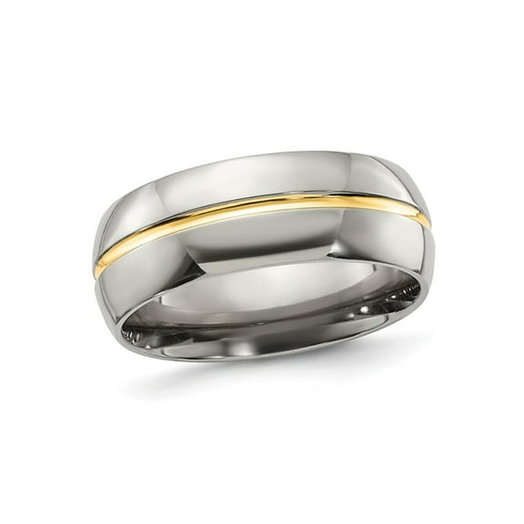 Gem & Harmony Mens Titanium Wedding Band Ring with Yellow Plated Inlay (8.00mm) for Men