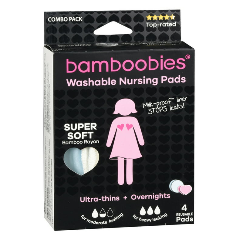  Bamboobies Women's Nursing Pads, Reusable and