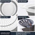 thumbnail image 5 of Collapsible Colander Set 4 Pack (3/4/6 QT) with Over-Sink Water Draining Base, Food Strainers And Colanders with Handles for Draining Pasta/Rinsing Vegetables, Fruit and Rice (White-Gray), 5 of 9