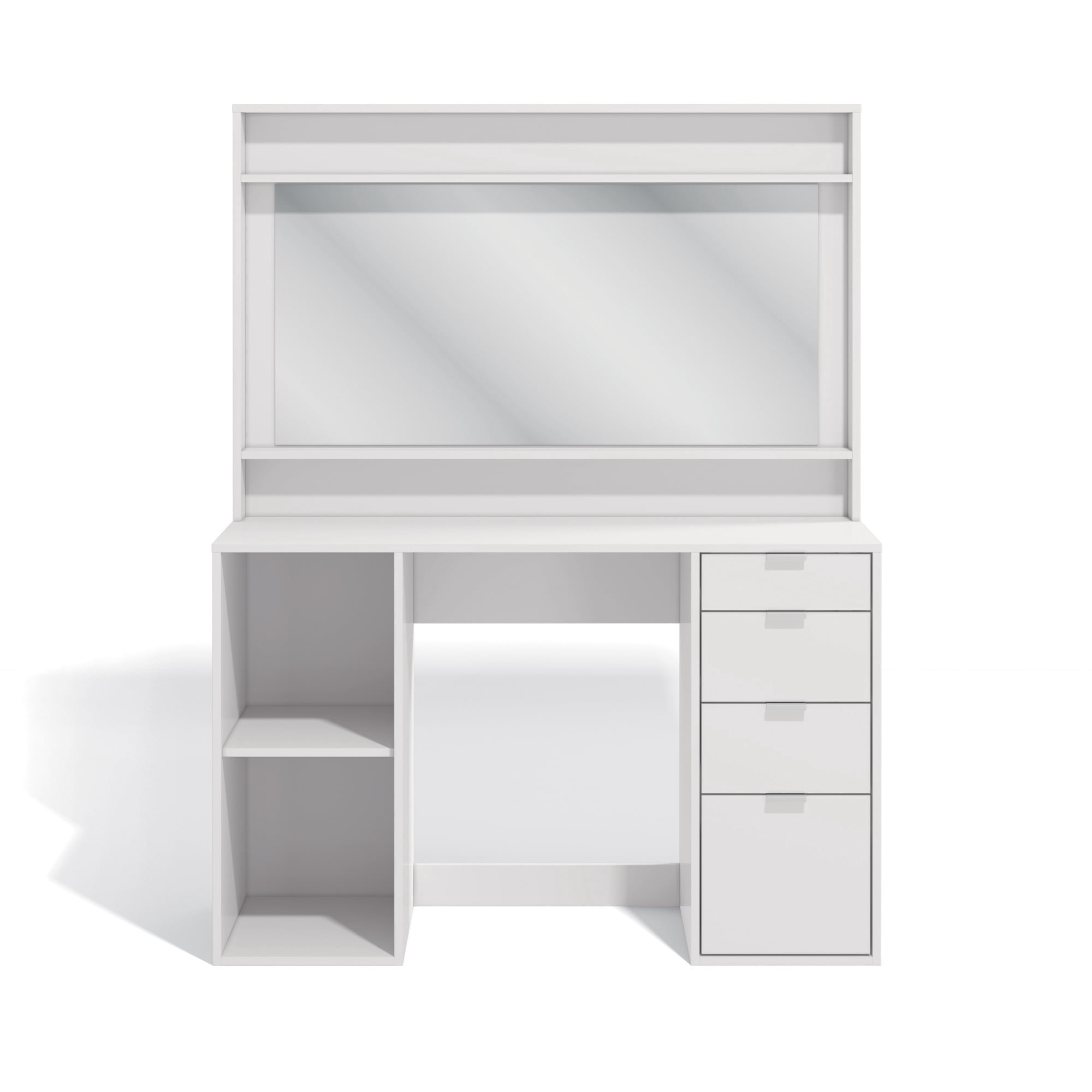Kappesberg Sariana White Makeup Vanity Desk with Mirror and Drawers – 47.2'' Wide