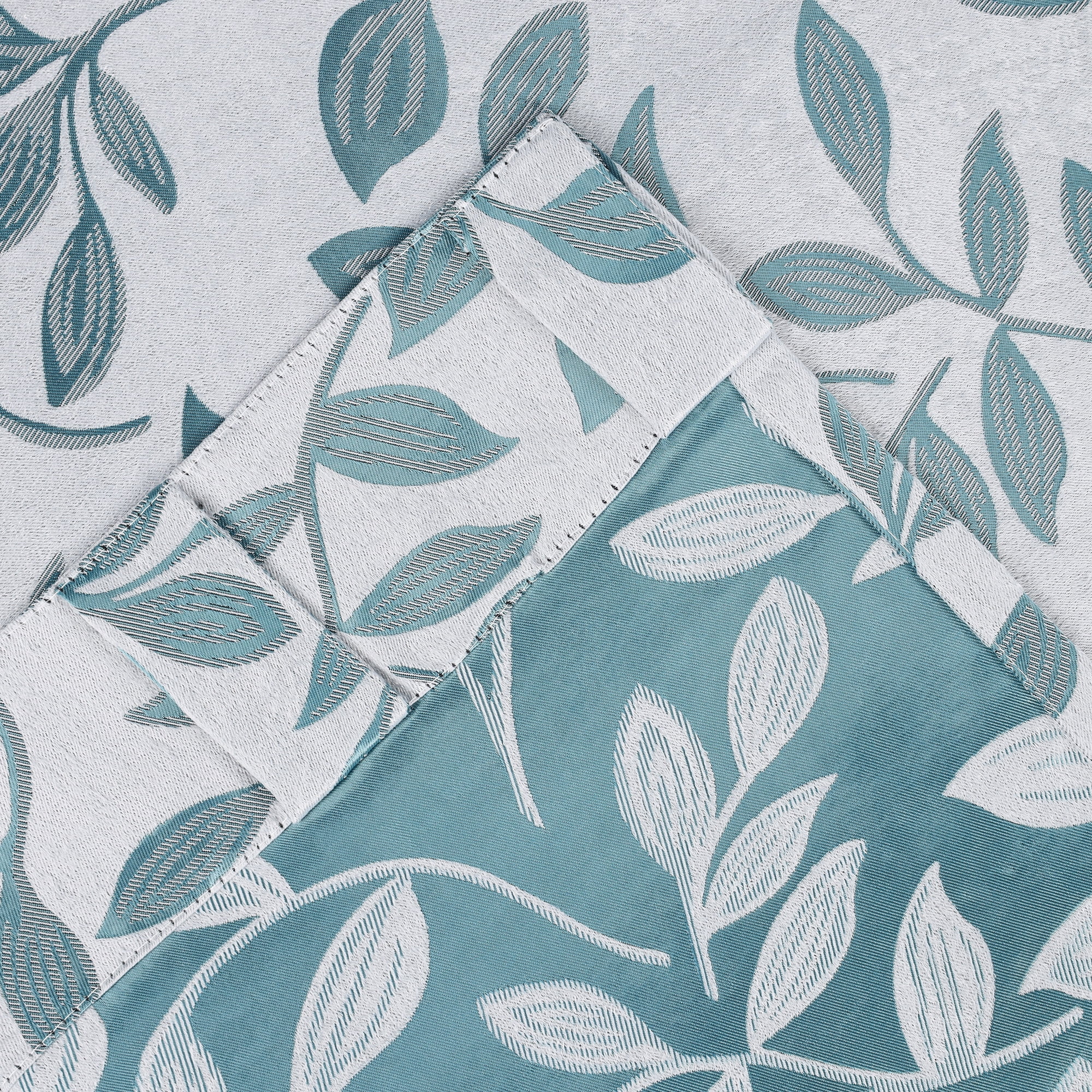 Superior Blackout Leaves Back Tab Curtains Set of 2, Light Filtering Curtain Panel Set, Teal, 52"W x 108"L