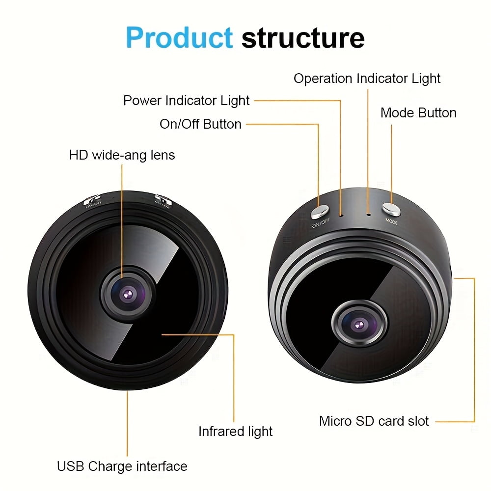 6PCS,Mini Camera Hidden, Nanny Cam with Motion Detection and Night Vision, Indoor/Outdoor Micro Security Surveillance Camera(No SD Card)