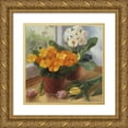 thumbnail image 1 of Strube, Ling 15x15 Gold Ornate Wood Framed with Double Matting Museum Art Print Titled - Primrose and Tulip, 1 of 4