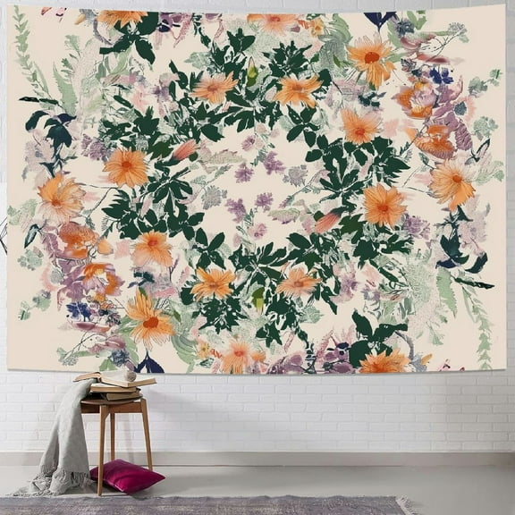 PRATYUS  Pink Mandala Floral Medallion Tapestry, Sketched Clara Flower Plant Boho Wall Hanging, Bohemian Hippie Tapestries for Bedroom Living Room Dorm Home Décor Multi Size (Pink) Painting