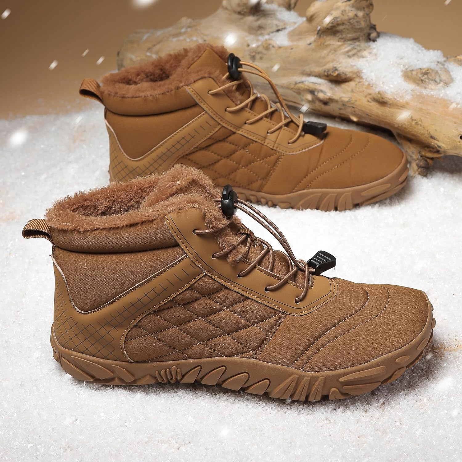 Hiking Shoes Barefoot Mens Wide Shoes Toe Box Winter Cross Trainer Minimalist Anti Skid Shoes For Women Cotton Boots Sneakers Outdoor Ankle Boots Brown Black Green White