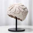 thumbnail image 3 of Vintage Artistic Lace Flower Hollow Out Turban Hat for Women Sweet Fashion Knitted Wool Hat Melon Skin Hat, 3 of 9