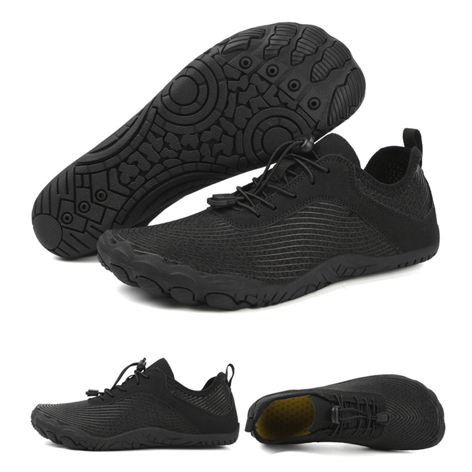 Mepaouo Women Men Water Shoes Quick Dry Barefoot Aqua Sport Hiking Diving Walking Shoes(Black,7.5)