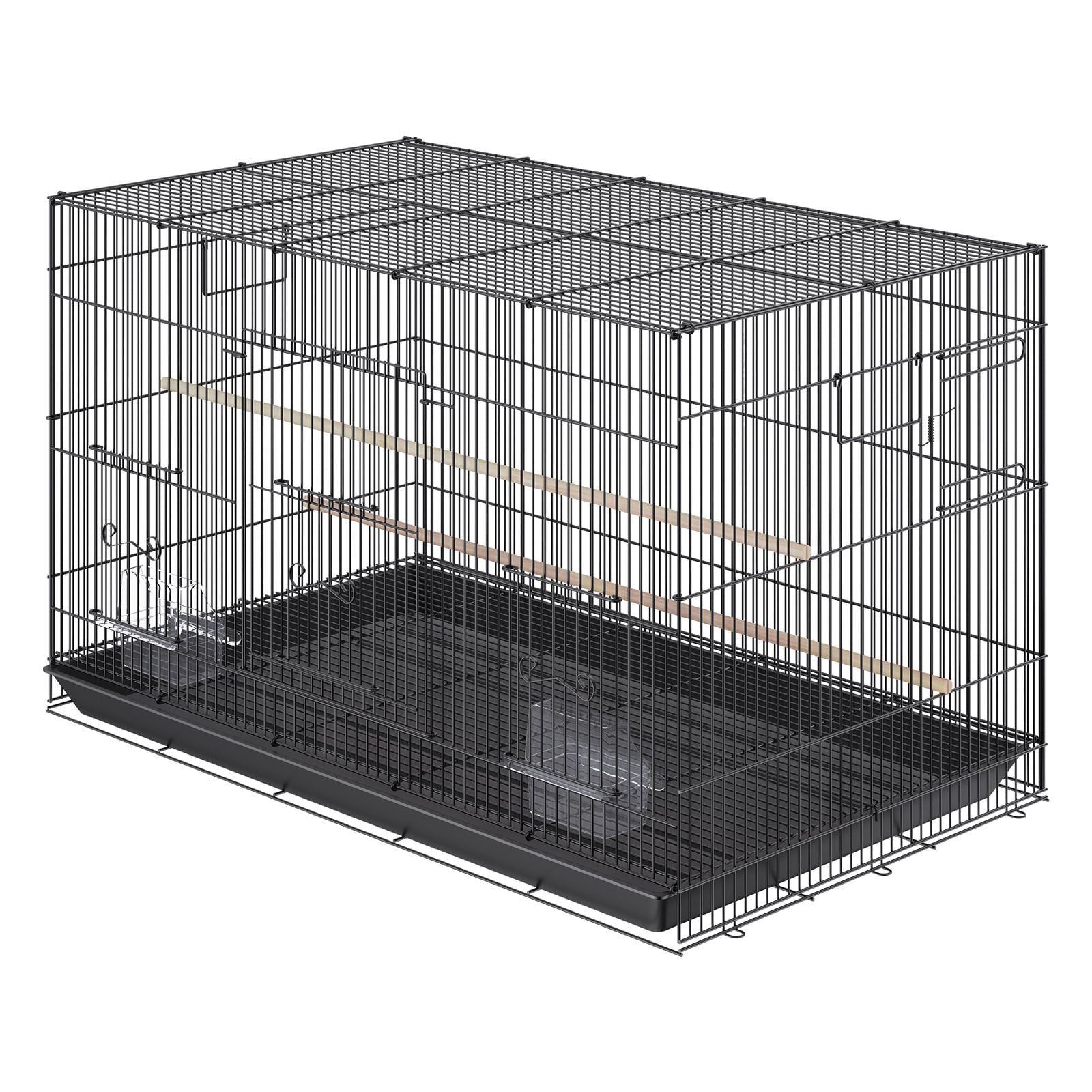 30 inch Bird Cage with Stand, Large Metal Parakeet Cage for Cockatiels, Small Parrot Cage for Lovebirds Canaries, Rolling Stand with Tray