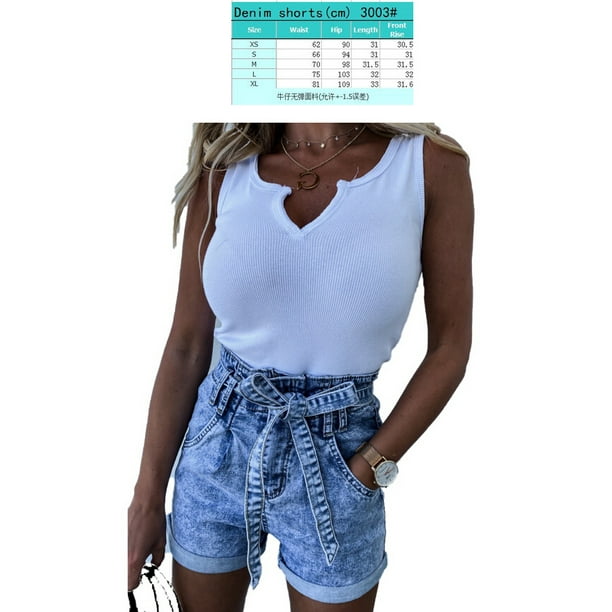 Denim shorts with denim belt sales