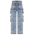 thumbnail image 3 of KAUOD Girls Cargo Jeans Camouflage Print Elastic Waist Straight Leg Baggy Streetwear Denim Pants with Multiple Pockets, 3 of 5