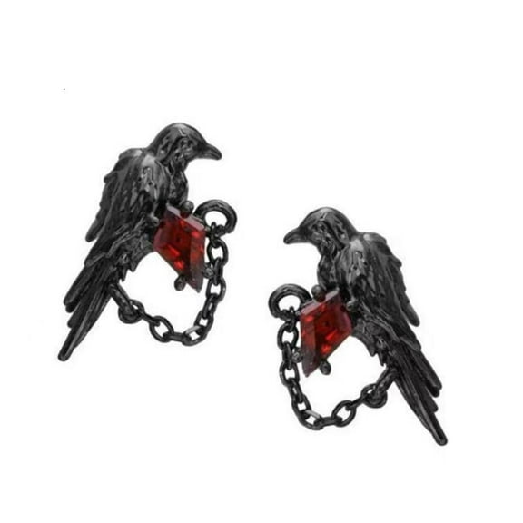 WINDLAND Gothic Crow Studs Earrings Dark Style Alloy Allergy Resistant Ear Studs Jewelry for Anime Fan and Trendsetters