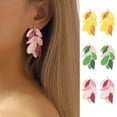 thumbnail image 2 of Mightlink 1 Pair Geometric Patchwork Color Leaves Shape Dangle Earrings Exquisite Enamel Women Drop Stud Earrings Fashion Accessories Gift, 2 of 7