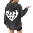thumbnail image 1 of Sudaderas sueltas para mujer Sudaderas con capucha con cordón Camisas con gráficos en la espalda Jersey informal Tops de manga larga con bolsillo con mangas con hombros caídos Pompotops  gfhjh13586, 1 of 6