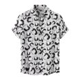 thumbnail image 1 of Camisa De Botones Para Hombre Impreso cuello pecho corto solo casual verano Turndown camisas hombres manga hombres camisas (White, 3XL), 1 of 7