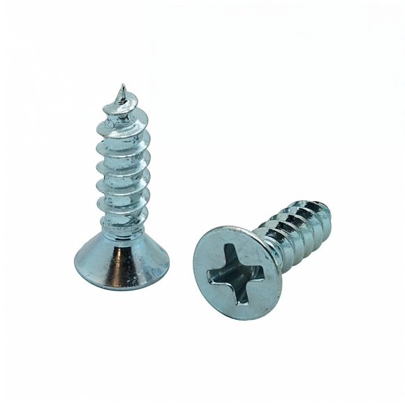 BCP Fasteners 100 Qt 6 x 5/8 Pouces Tête Plate Revêtue de Zinc Vis à Bois (BCP2)