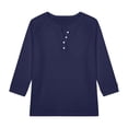 thumbnail image 4 of YunPes Girls 3/4 Sleeve Short Sleeve Shirts V Neck Girls Tee Teen Kids Casual Flowy Half Button Loose Blouse Summer Tops 3‐13 Years, 4 of 5