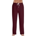 thumbnail image 2 of Men's Pajama Pants Full Length Lounge Pants Solid Color Sleepwear Bottoms Sleep Pants, 2 of 6