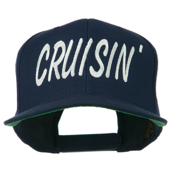 Cruisin Embroidered Flat Bill Cap - Navy OSFM