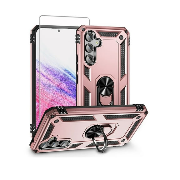 TASHHAR Samsung Galaxy A54 5G Case with Screen Protector with Magnetic Ring Kickstand Military Grade Double Layer Drop Rugged Detachable for Galaxy A54 5G Phone - Rose Gold