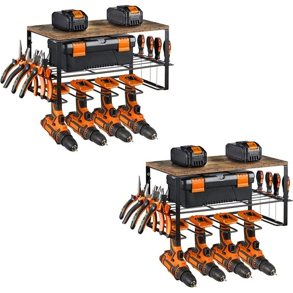 2 Pack Power Tool Organizer Garage Drill Storage Holder Wall Mount Utility Rack